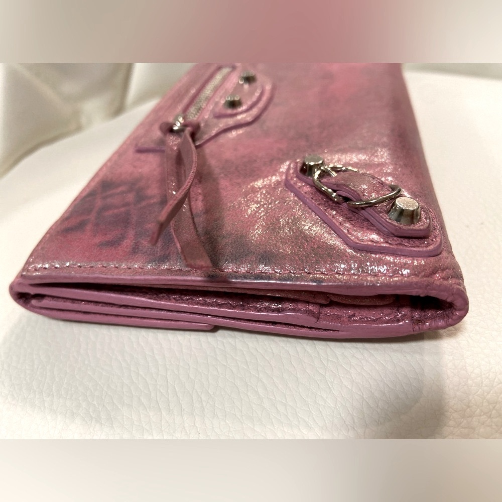 BALENCIAGA Le City Pink Leather Long Bifold Wallet, EUC - Picture 4 of 15